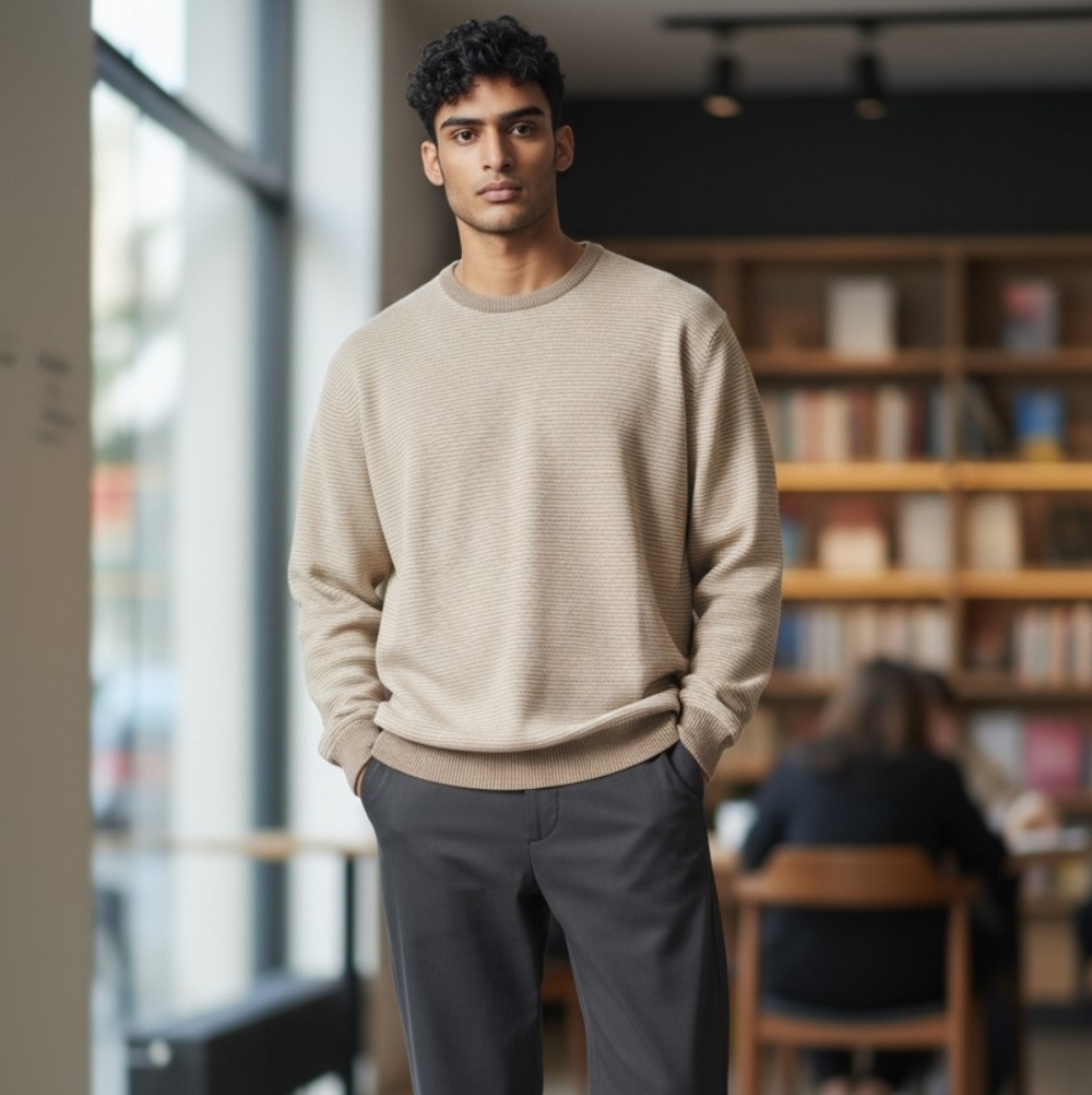 Franco Ferrante Men's Gray Crewneck Sweater